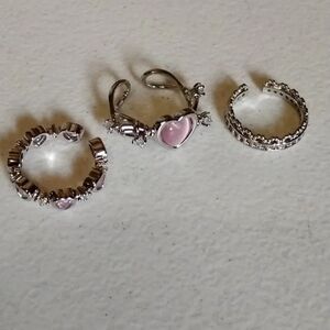 3 ring bundle. Open rings‎ Pink hearts